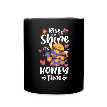 Rise Shine son apiculteur chemise honey time - Mug uni - noir - Devant