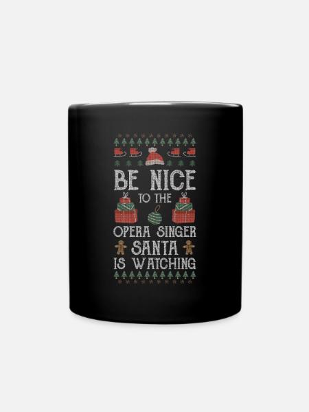 Soyez gentil avec le chanteur d’opéra que le Père Noël regarde - Mug uni - noir