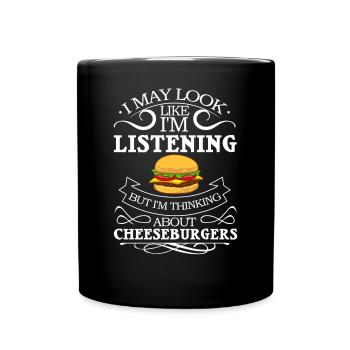 Cheeseburger Cheese Sandwich Hamburger - Full Colour Mug - black - Front