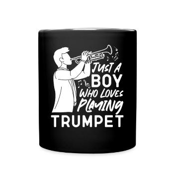 Trumpet Player Just A Boy Who - Tasse einfarbig - Schwarz - Vorne