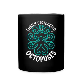 Cephalopod Kraken Octopus - Easily Distracted By O - Full Colour Mug - black - Front
