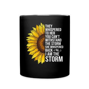 Breast Cancer Awareness Sunflower - Full Colour Mug - black - Front