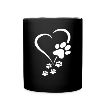 Dog Paw Heart Dog Owner - Dog Paws Hearts Dog Paw - Full Colour Mug - black - Front