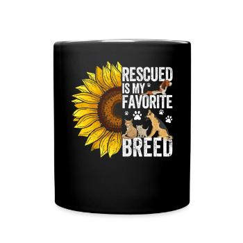 Animal rescue sunflower - Full Colour Mug - black - Front