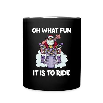 Biker Santa Motorrad Frohe Weihnachtsfeiertage - Tasse einfarbig - Schwarz - Vorne