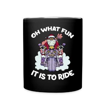 Biker Santa Motorrad Frohe Weihnachtsfeiertage - Tasse einfarbig - Schwarz - Vorne