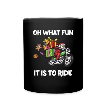 Biker Santa Motorrad Frohe Weihnachtsfeiertage - Tasse einfarbig - Schwarz - Vorne