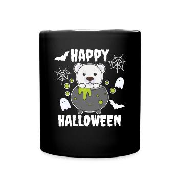 Ours polaire Joyeuse chauve-souris chaudron d’Halloween - Mug uni - noir - Devant