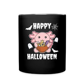 Nudeln japanische Nudeln Halloween Axolotl Ramen - Tasse einfarbig - Schwarz - Vorne