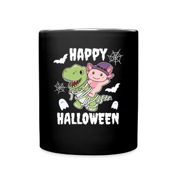 Axolotl Happy Halloween T-Rex Mummy Costume - Full Colour Mug - black - Front
