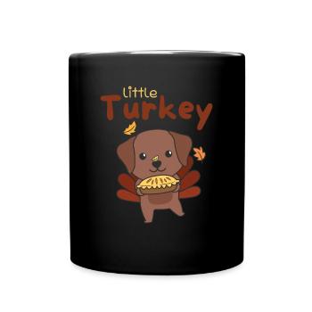thanksgiving day outfits small turkey Labrador - Full Colour Mug - black - Front