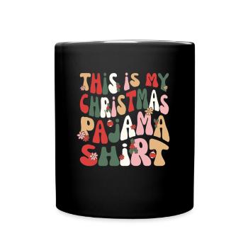 Groovy Christmas Pajama Shirt Hippie Christmas - Tasse einfarbig - Schwarz - Vorne