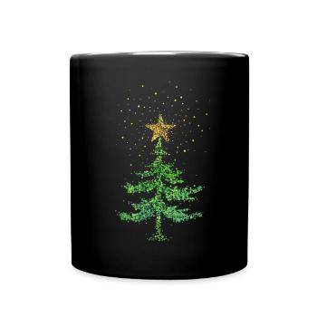 Weihnachtsbaum Christbaum Weihnachtsstern - Tasse einfarbig - Schwarz - Vorne