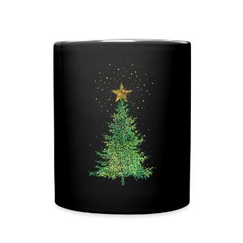 Christbaum Weihnachtsbaum Weihnachtsstern Stern - Tasse einfarbig - Schwarz - Vorne