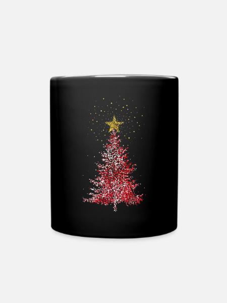Weihnachtsstern Weihnachtsbaum Christbaum Sterne - Tasse einfarbig - Schwarz