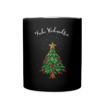 Frohe Weihnachten Weihnachtsbaum Christbaum - Tasse einfarbig - Schwarz - Vorne