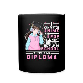 Sehen Sie sich Anime und KPOP die ganze Nacht über - Tasse einfarbig - Schwarz - Vorne