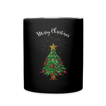 Merry Christmas Christmas Tree Christmas Tree - Full Colour Mug - black - Front