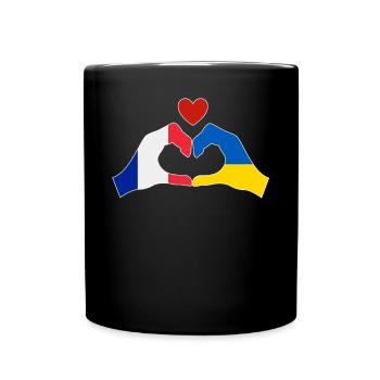 Frankreich Unterstützt Die Ukraine Liebe Herz - Tasse einfarbig - Schwarz - Vorne