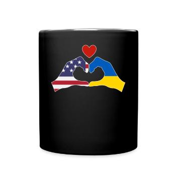 America Supports Ukraine Love Heart - Full Colour Mug - black - Front