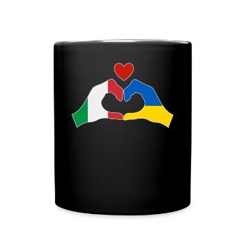 Italien Unterstützt Die Ukraine Liebe Herz - Tasse einfarbig - Schwarz - Vorne