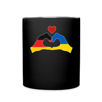 Deutschland Unterstützt Ukraine Liebe Herz - Tasse einfarbig - Schwarz - Vorne