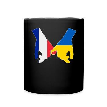 Frankreich Unterstützt Die Ukraine Liebe Herz - Tasse einfarbig - Schwarz - Vorne