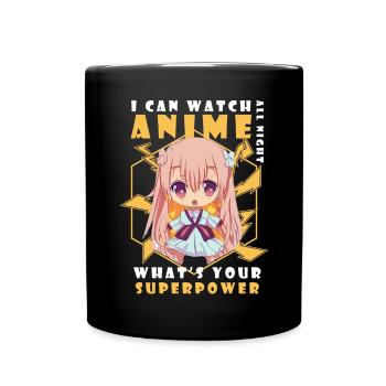 Ich kann Anime die ganze Nacht beobachten, was dei - Tasse einfarbig - Schwarz - Vorne