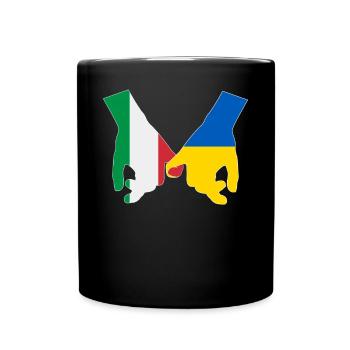 Italien Unterstützt Die Ukraine Liebe Herz - Tasse einfarbig - Schwarz - Vorne