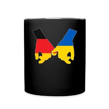 Deutschland Unterstützt Ukraine Liebe Herz - Tasse einfarbig - Schwarz - Vorne
