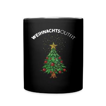 Weihnachtsoutfit Weihnachtsbaum Christbaum - Tasse einfarbig - Schwarz - Vorne