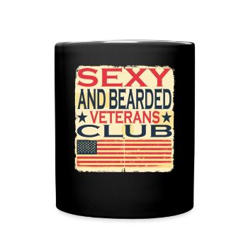 Sexy Und Bärtige Veterans Club Zitat American Flag - Tasse einfarbig - Schwarz - Vorne