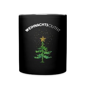 Weihnachtsbaum Christbaum Weihnachtsstern - Tasse einfarbig - Schwarz - Vorne