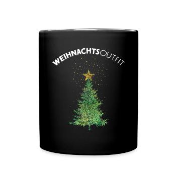 Weihnachtsbaum Christbaum Weihnachtsoutfit - Tasse einfarbig - Schwarz - Vorne