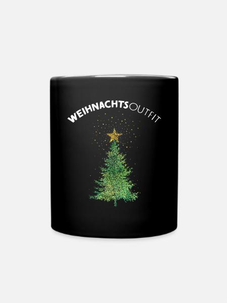 Weihnachtsbaum Christbaum Weihnachtsoutfit - Tasse einfarbig - Schwarz
