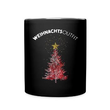 Weihnachtsbaum Christbaum Weihnachtsstern Stern - Tasse einfarbig - Schwarz - Vorne