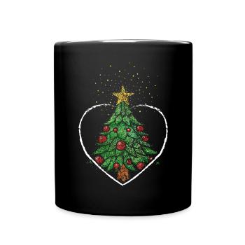 Christmas tree Christmas tree poinsettia - Full Colour Mug - black - Front