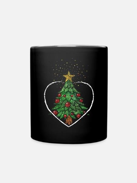 Weihnachtsbaum Christbaum Weihnachtsstern - Tasse einfarbig - Schwarz