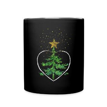 Coeur de sapin de Noël Poinsettia - Mug uni - noir - Devant