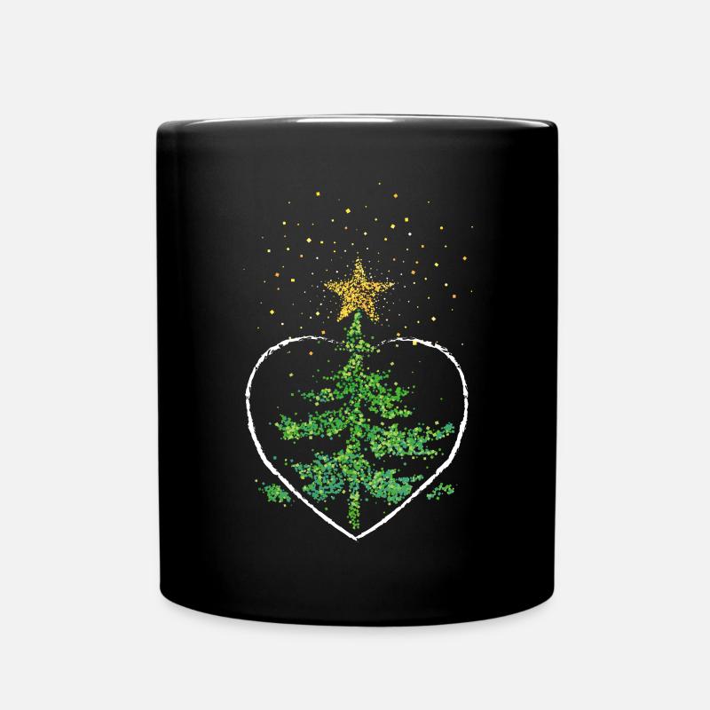 Weihnachtsbaum Herz Christbaum Weihnachtsstern - Tasse einfarbig - Schwarz
