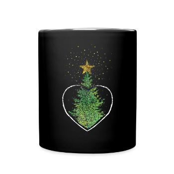 Christmas tree Christmas tree poinsettia - Full Colour Mug - black - Front