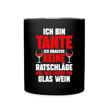 Patinntante Patin Wein Tante - Tasse einfarbig - Schwarz - Vorne