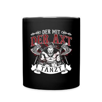 Celui qui danse avec la hache du guerrier viking - Mug uni - noir - Devant