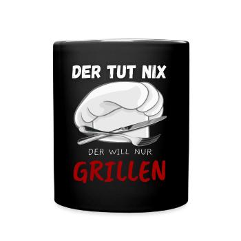 Männer Geschenk Grill BBQ T-Shirt: Der TUT nix - - Tasse einfarbig - Schwarz - Vorne