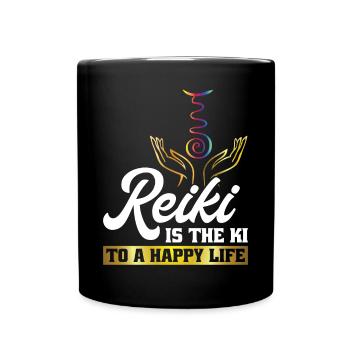 Reiki is the ki for a happy life - Reiki - Full Colour Mug - black - Front