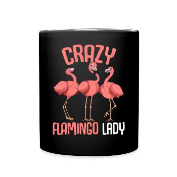 Flamingo Damen - Tasse einfarbig - Schwarz - Vorne
