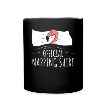 Flamingo Schlafshirt - Tasse einfarbig - Schwarz - Vorne