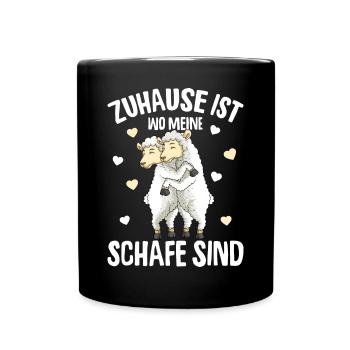 Zuhause ist wo meine Schafe sind Schaf - Tasse einfarbig - Schwarz - Vorne