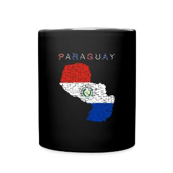 Paraguay Karte Flagge - Tasse einfarbig - Schwarz - Vorne