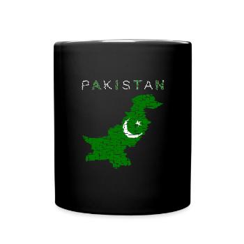 Carte du Pakistan Drapeau - Mug uni - noir - Devant